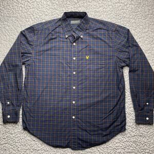 Lyle & Scott Button Down Shirt Mens Large Tartan Plaid 80s 2 Ply Cotton
